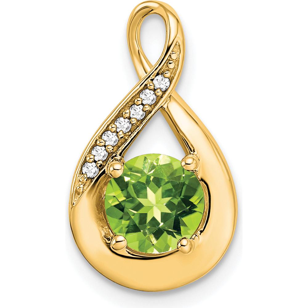 14K Yellow Gold Peridot and Diamond Pendant - 0.8 Carat Peridot, 0.035 Carat Diamonds by Lumare Gioia