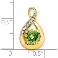 14K Yellow Gold Peridot and Diamond Pendant - 0.8 Carat Peridot, 0.035 Carat Diamonds by Lumare Gioia