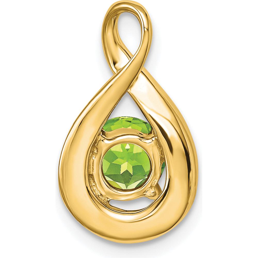 14K Yellow Gold Peridot and Diamond Pendant - 0.8 Carat Peridot, 0.035 Carat Diamonds by Lumare Gioia