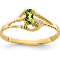14K Yellow Gold Peridot and Diamond Ring - 0.25 Carat Peridot, 0.012 Carat Diamond by Monteluci Fine Jewelry
