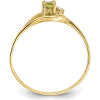 14K Yellow Gold Peridot and Diamond Ring - 0.25 Carat Peridot, 0.012 Carat Diamond by Monteluci Fine Jewelry