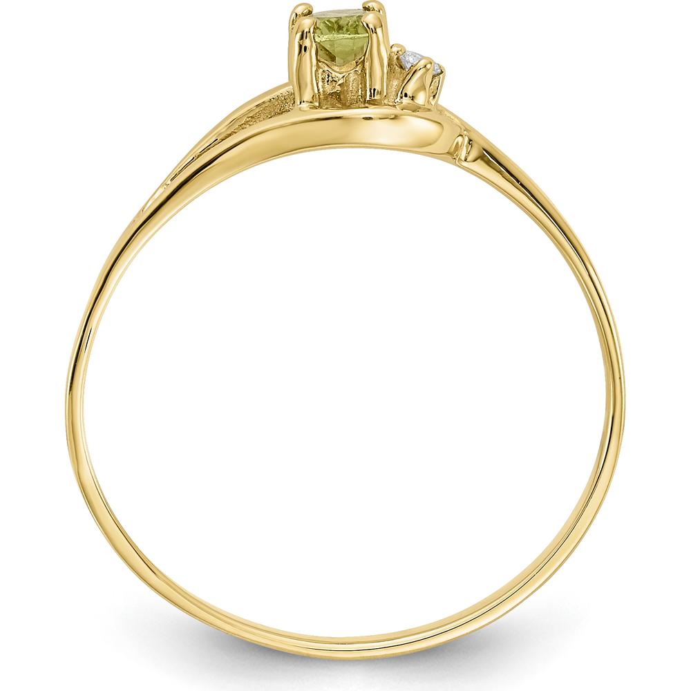 14K Yellow Gold Peridot and Diamond Ring - 0.25 Carat Peridot, 0.012 Carat Diamond by Monteluci Fine Jewelry