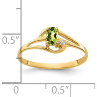 14K Yellow Gold Peridot and Diamond Ring - 0.25 Carat Peridot, 0.012 Carat Diamond by Monteluci Fine Jewelry