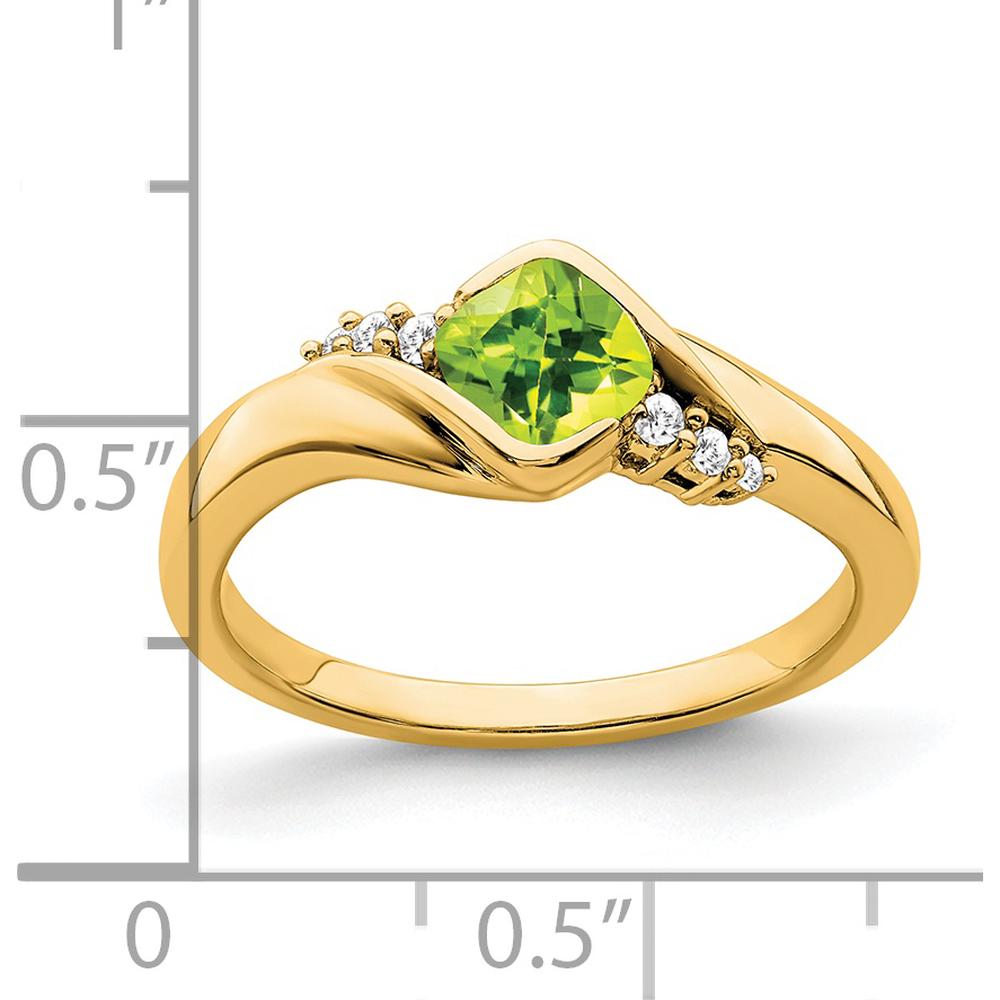 14K Yellow Gold Peridot and Diamond Ring - 0.588 Carat Peridot, 0.045 Carat Total Diamond Weight by 0