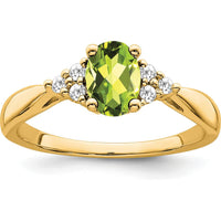 14K Yellow Gold Peridot and Diamond Ring with Oval Peridot - 1.21 Carat Total Gemstone Weight by 0