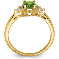 14K Yellow Gold Peridot and Diamond Ring with Oval Peridot - 1.21 Carat Total Gemstone Weight by 0