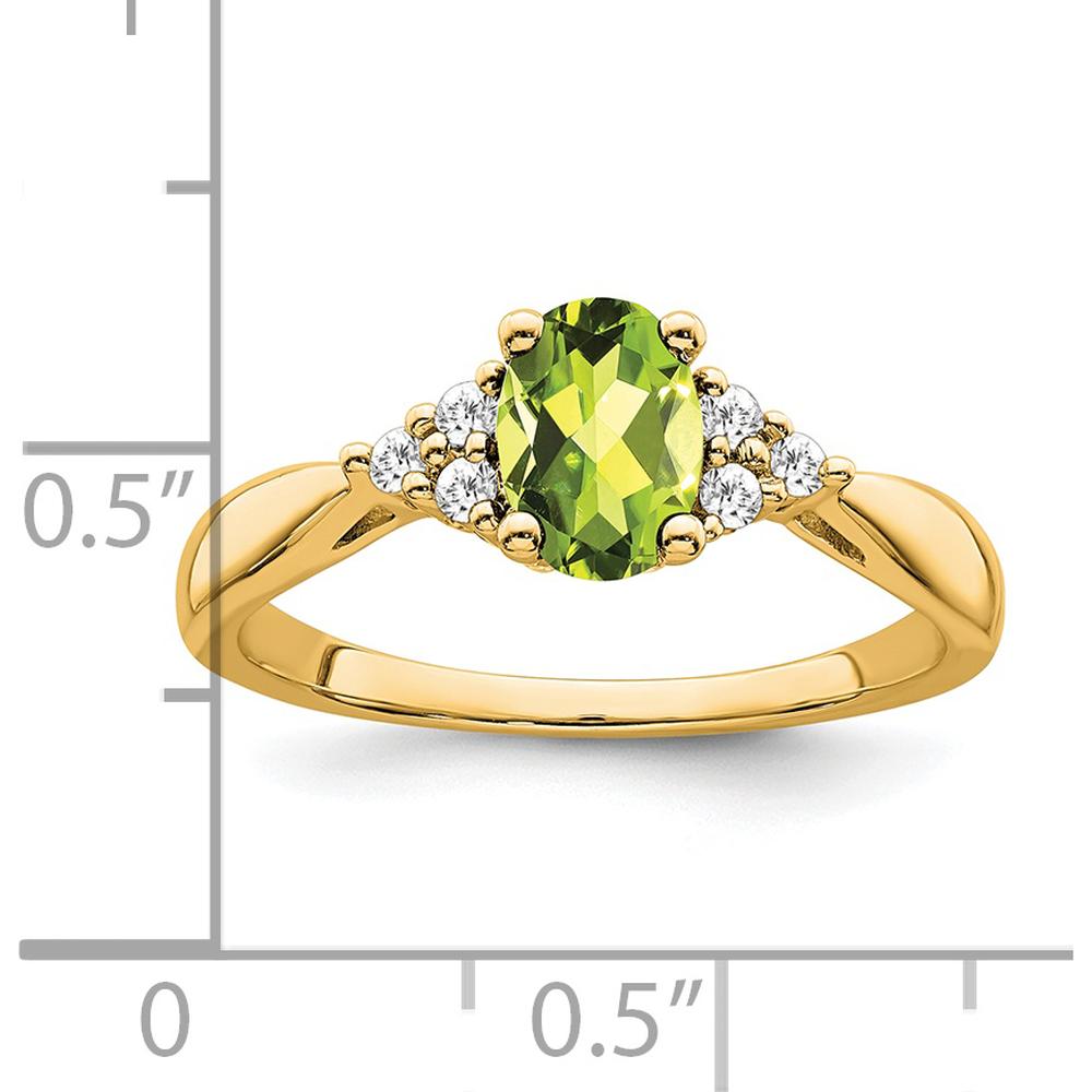 14K Yellow Gold Peridot and Diamond Ring with Oval Peridot - 1.21 Carat Total Gemstone Weight by 0
