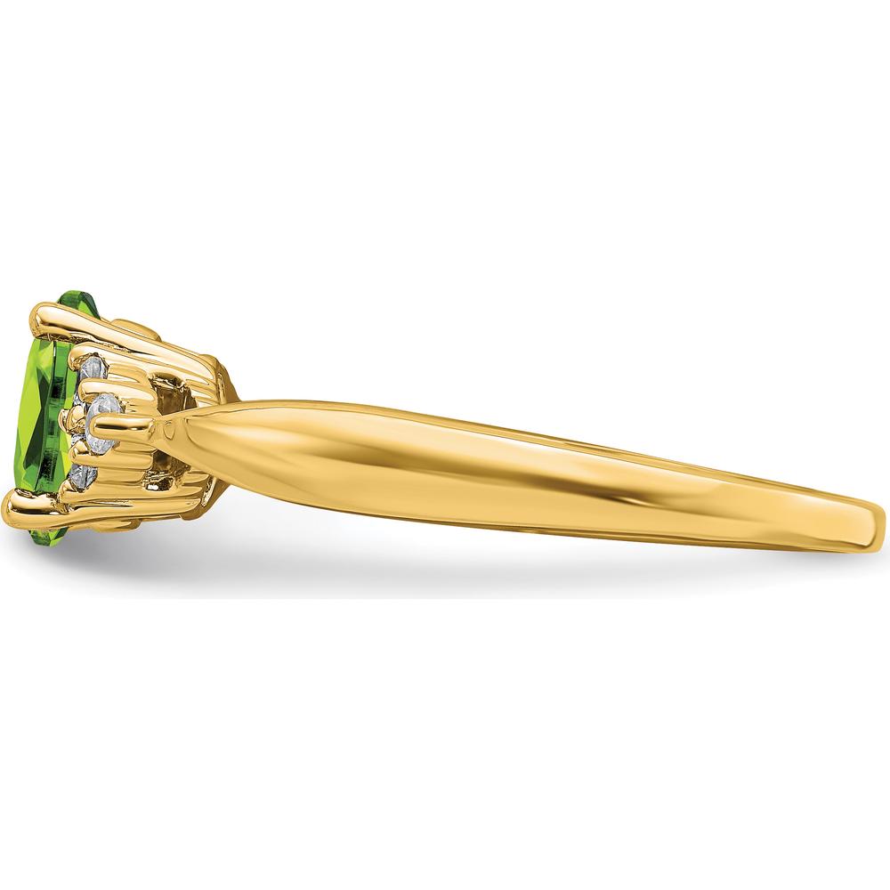 14K Yellow Gold Peridot and Diamond Ring with Oval Peridot - 1.21 Carat Total Gemstone Weight by 0