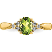 14K Yellow Gold Peridot and Diamond Ring with Oval Peridot - 1.21 Carat Total Gemstone Weight by 0
