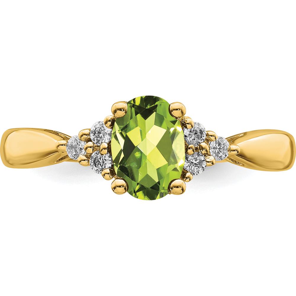 14K Yellow Gold Peridot and Diamond Ring with Oval Peridot - 1.21 Carat Total Gemstone Weight by 0