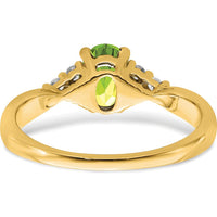 14K Yellow Gold Peridot and Diamond Ring with Oval Peridot - 1.21 Carat Total Gemstone Weight by 0
