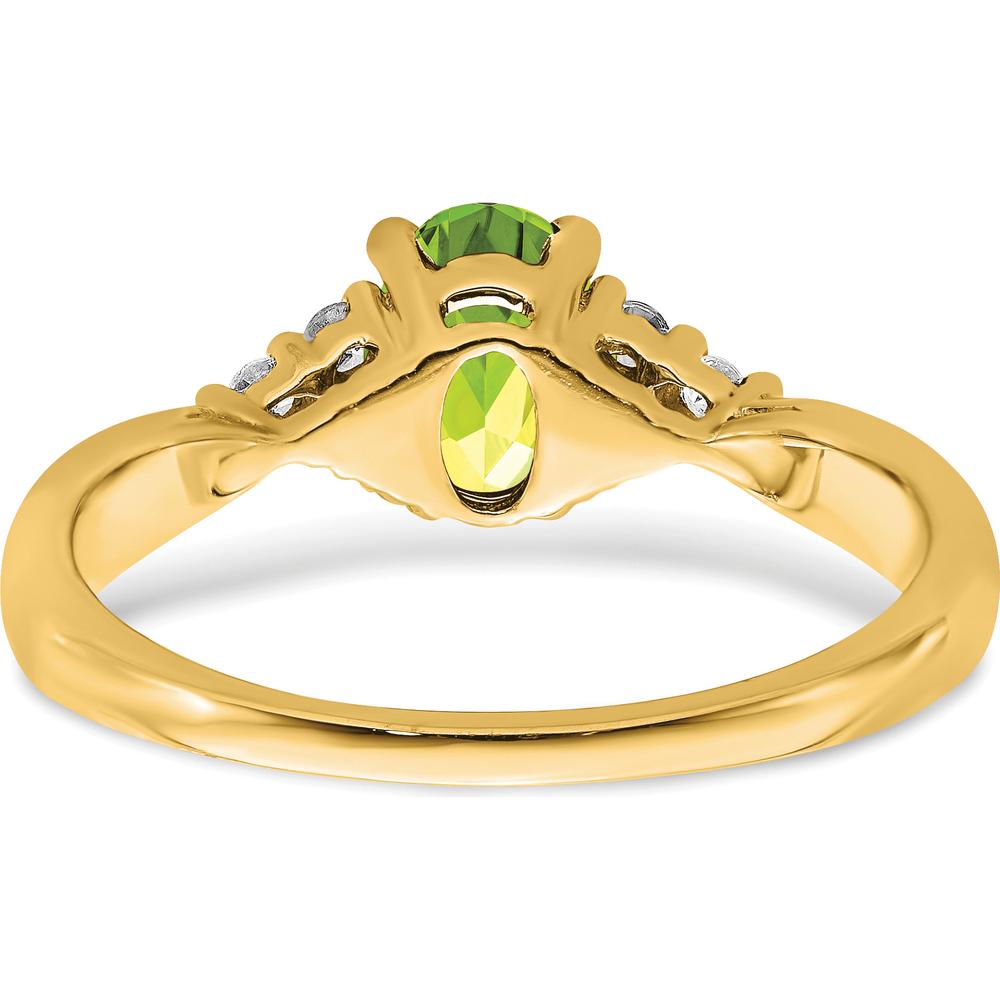 14K Yellow Gold Peridot and Diamond Ring with Oval Peridot - 1.21 Carat Total Gemstone Weight by 0