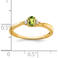 14K Yellow Gold Peridot and Diamond Ring with Oval Peridot and Round Diamonds - 0.02 Carat Total Diamond Weight by 0