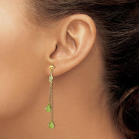 14K Yellow Gold Peridot Dangle Earrings with Marquise and Teardrop Shaped Stones - 1.5 Carat Total Peridot Weight by Monteluci Fine Jewelry