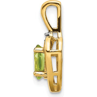 14K Yellow Gold Peridot Heart Pendant with Diamond Accent - 0.45 Carat Peridot, 0.007 Carat Diamond by Oro Pregiato