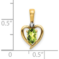14K Yellow Gold Peridot Heart Pendant with Diamond Accent - 0.45 Carat Peridot, 0.007 Carat Diamond by Oro Pregiato