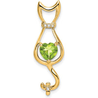 14K Yellow Gold Peridot Heart Pendant with Diamond Accents - 0.99 Carat Peridot, 0.005 Carat Total Diamond Weight by Lumare Gioia