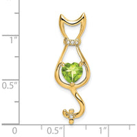 14K Yellow Gold Peridot Heart Pendant with Diamond Accents - 0.99 Carat Peridot, 0.005 Carat Total Diamond Weight by Lumare Gioia
