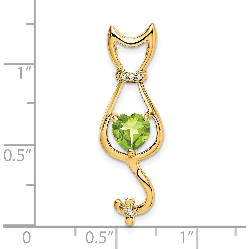 14K Yellow Gold Peridot Heart Pendant with Diamond Accents - 0.99 Carat Peridot, 0.005 Carat Total Diamond Weight by Lumare Gioia