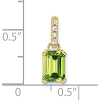 14K Yellow Gold Peridot Pendant with Diamond Accent - 0.01 Carat Total Diamond Weight by Oro Pregiato