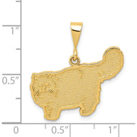 14K Yellow Gold Persian Cat Pendant - Textured Feline Charm by Oro Pregiato