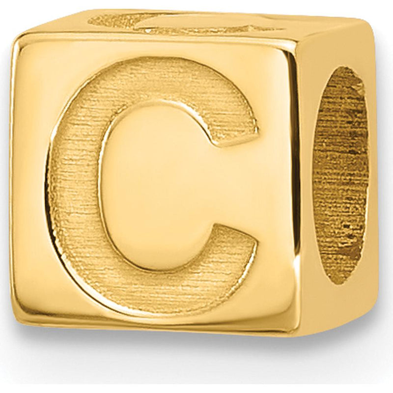 14K Yellow Gold Personalized Alphabet Bead Charm - Letter C by Oro Pregiato
