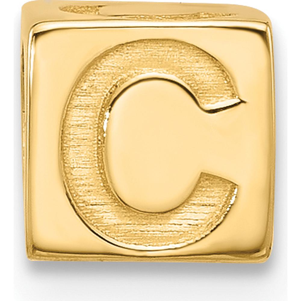 14K Yellow Gold Personalized Alphabet Bead Charm - Letter C by Oro Pregiato
