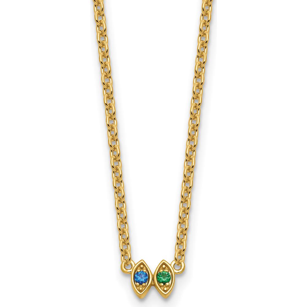 14K Yellow Gold Personalized Birthstone Necklace Pendant for Mother - Custom Gemstone Mounting by Oro Pregiato