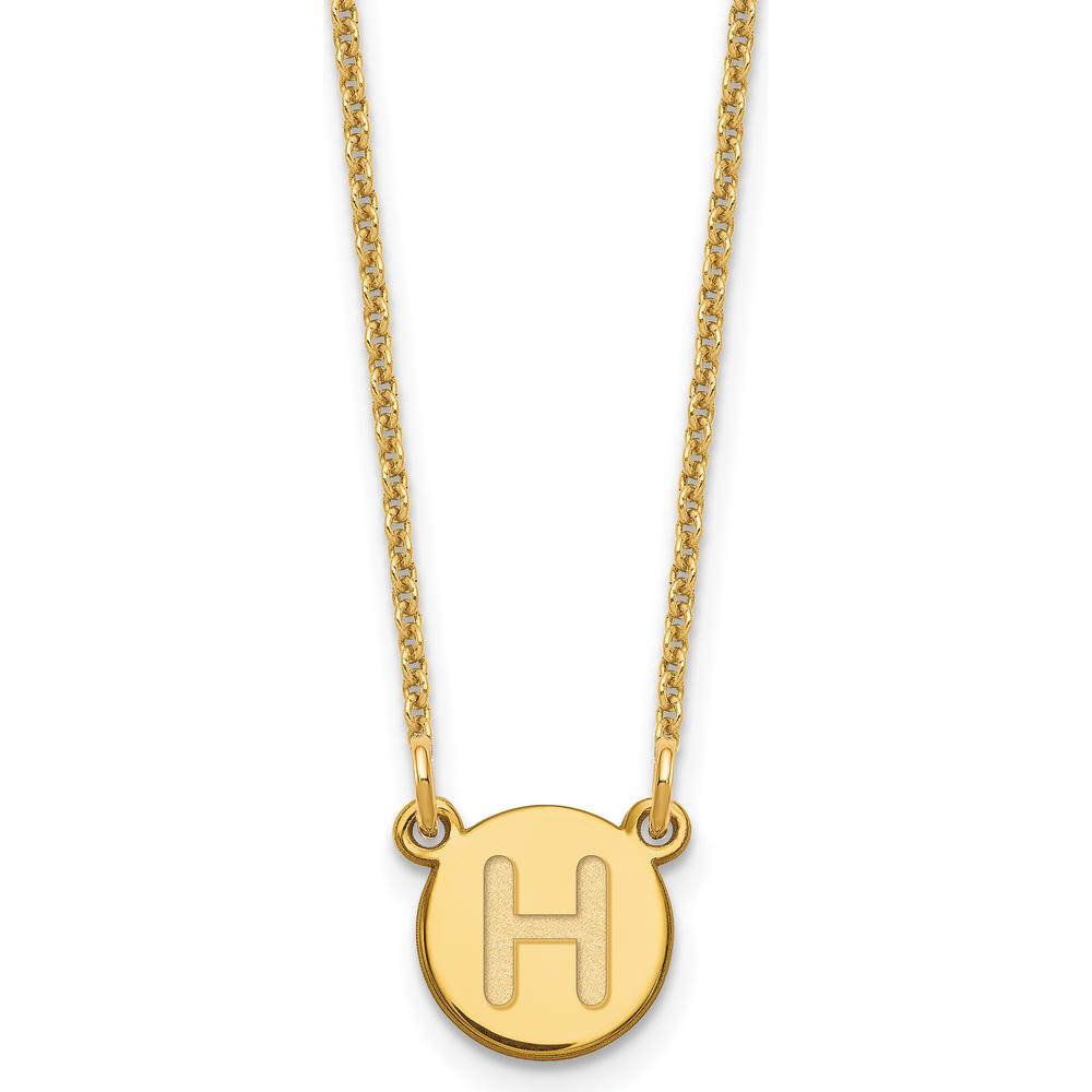 14K Yellow Gold Personalized Block Letter H Pendant Necklace - 18" Cable Chain by Oro Pregiato