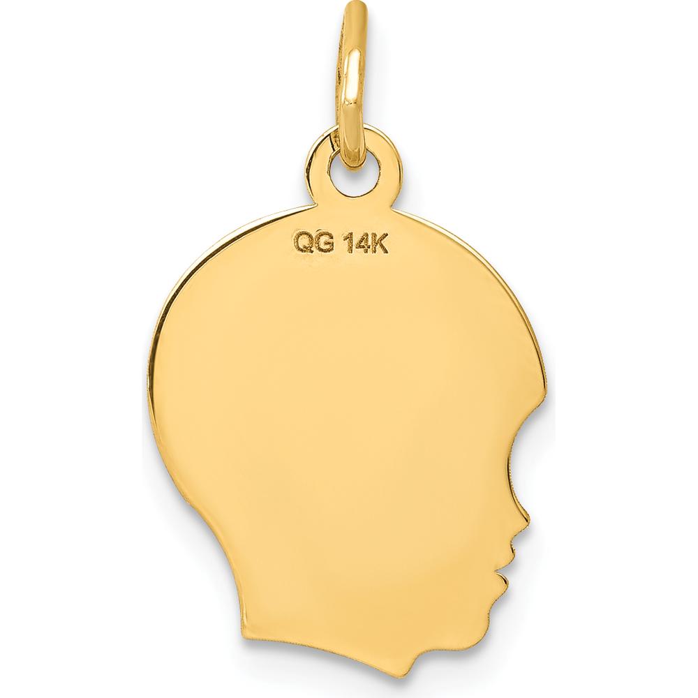 14K Yellow Gold Personalized Boy Head Charm with Polished and Laser Etched Detailing by Oro Pregiato