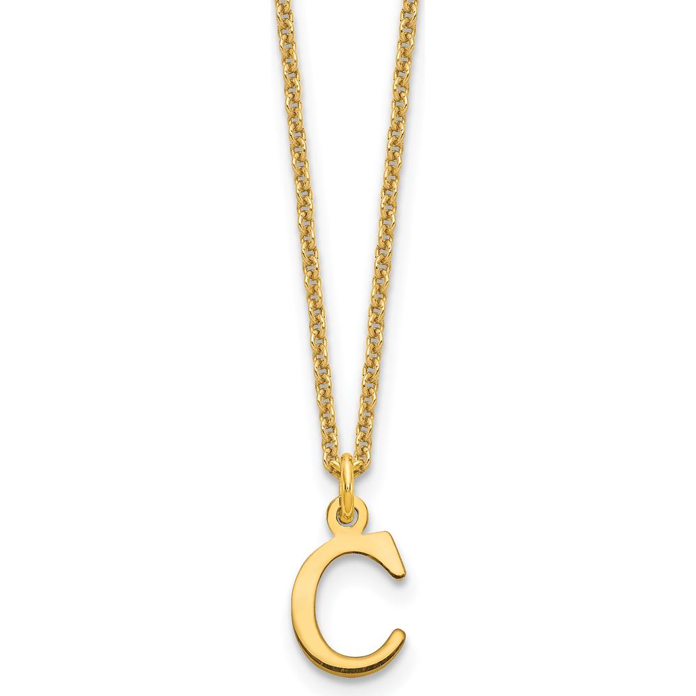 14K Yellow Gold Personalized Cutout Letter C Initial Necklace - 18" Cable Chain by Oro Pregiato