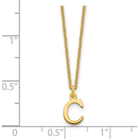 14K Yellow Gold Personalized Cutout Letter C Initial Necklace - 18" Cable Chain by Oro Pregiato