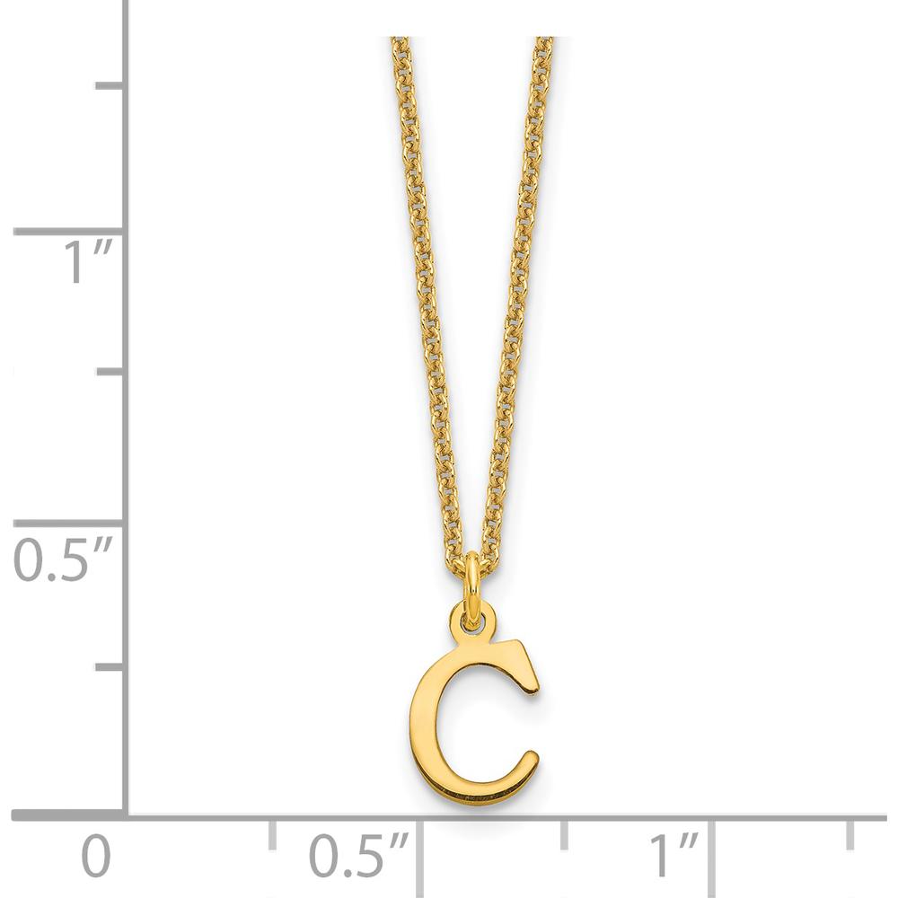 14K Yellow Gold Personalized Cutout Letter C Initial Necklace - 18" Cable Chain by Oro Pregiato