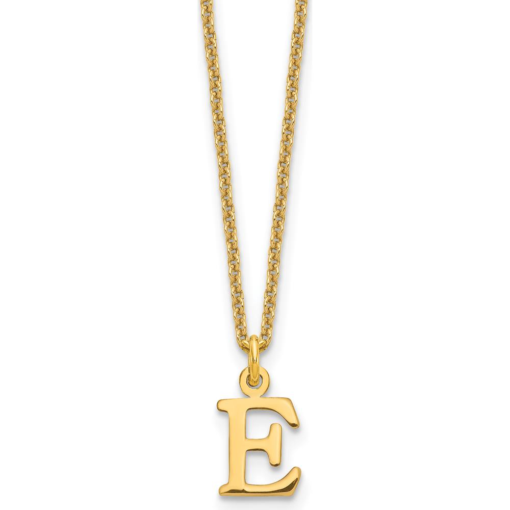 14K Yellow Gold Personalized Cutout Letter E Initial Necklace 18" Chain by Oro Pregiato