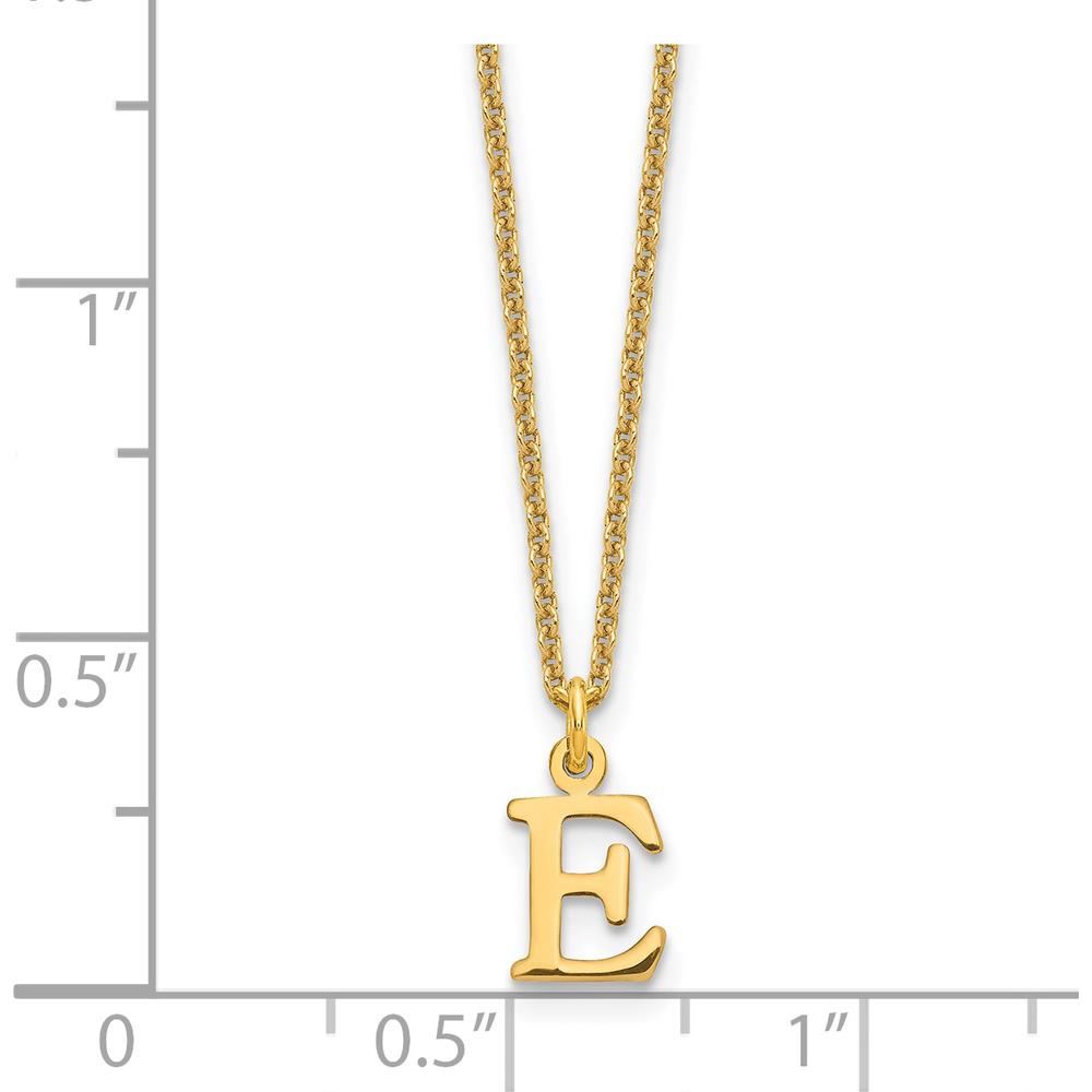 14K Yellow Gold Personalized Cutout Letter E Initial Necklace 18" Chain by Oro Pregiato