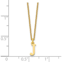 14K Yellow Gold Personalized Cutout Letter J Initial Necklace - 18-inch Cable Chain by Oro Pregiato