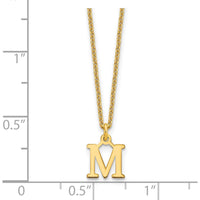 14K Yellow Gold Personalized Cutout Letter M Initial Necklace - 18-inch Cable Chain by Oro Pregiato