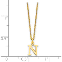 14K Yellow Gold Personalized Cutout Letter N Initial Necklace with Cable Chain - 18" by Oro Pregiato