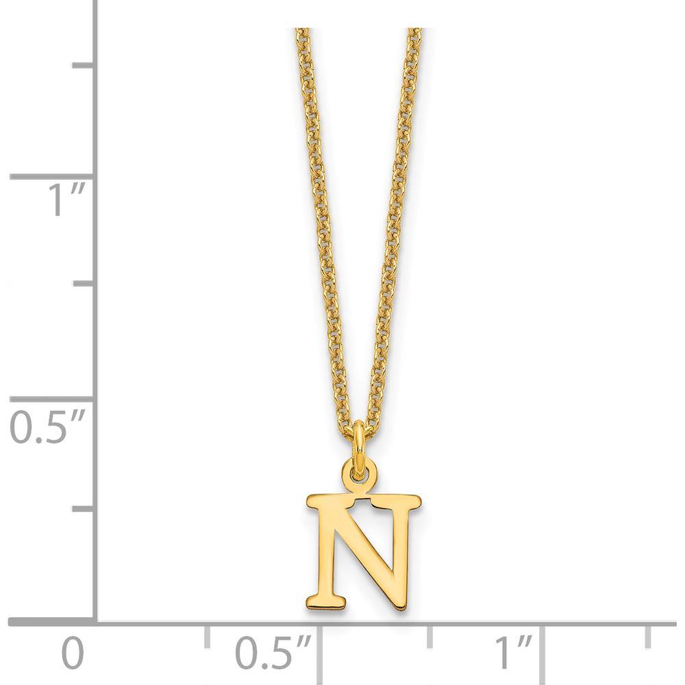 14K Yellow Gold Personalized Cutout Letter N Initial Necklace with Cable Chain - 18" by Oro Pregiato