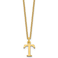14K Yellow Gold Personalized Cutout Letter T Initial Necklace - Laser Cut Pendant by Oro Pregiato