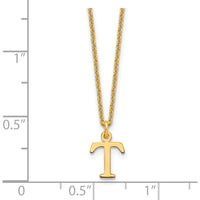 14K Yellow Gold Personalized Cutout Letter T Initial Necklace - Laser Cut Pendant by Oro Pregiato