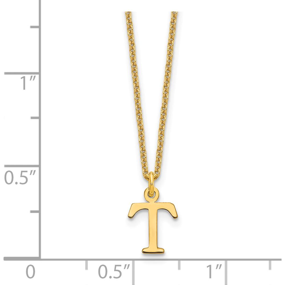 14K Yellow Gold Personalized Cutout Letter T Initial Necklace - Laser Cut Pendant by Oro Pregiato
