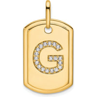 14K Yellow Gold Personalized Diamond "G" Initial Dog Tag Charm by Oro Pregiato