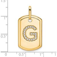 14K Yellow Gold Personalized Diamond "G" Initial Dog Tag Charm by Oro Pregiato
