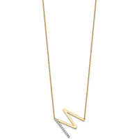 14K Yellow Gold Personalized Diamond Initial "M" Necklace with 18" Cable Chain by Oro Pregiato