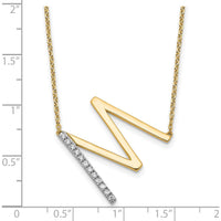 14K Yellow Gold Personalized Diamond Initial "M" Necklace with 18" Cable Chain by Oro Pregiato
