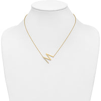 14K Yellow Gold Personalized Diamond Initial "M" Necklace with 18" Cable Chain by Oro Pregiato