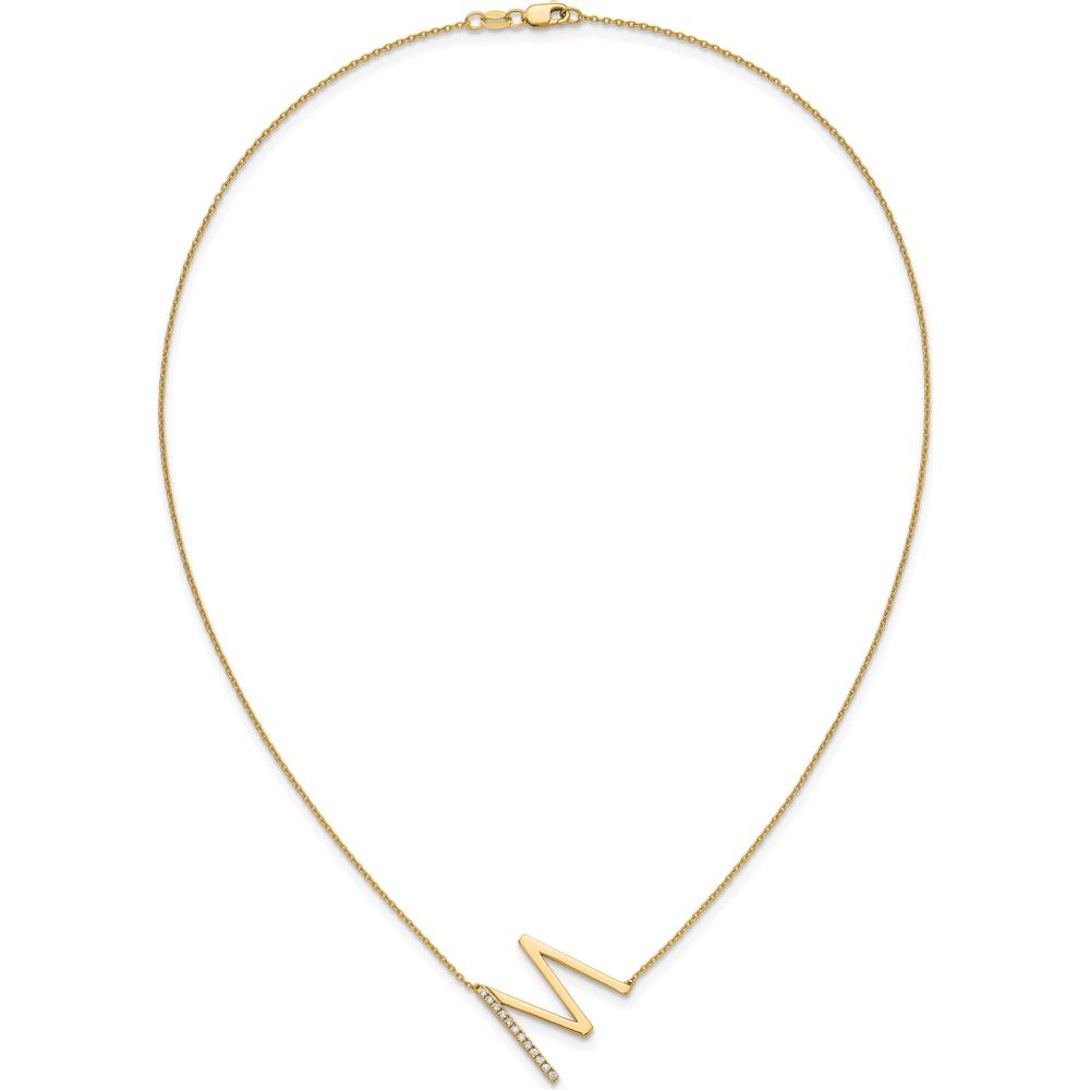 14K Yellow Gold Personalized Diamond Initial "M" Necklace with 18" Cable Chain by Oro Pregiato