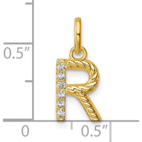 14K Yellow Gold Personalized Diamond "R" Charm - 0.05 Carat Diamond Weight by Oro Pregiato