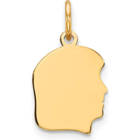 14K Yellow Gold Personalized Engravable Girl Head Charm - 18mm Length by Oro Pregiato